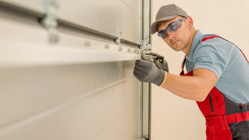 Professional technician conducting a detailed garage door inspection to ensure safety and efficiency.