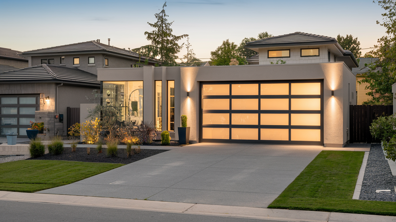 Energy-efficient insulated garage door improving home temperature control.